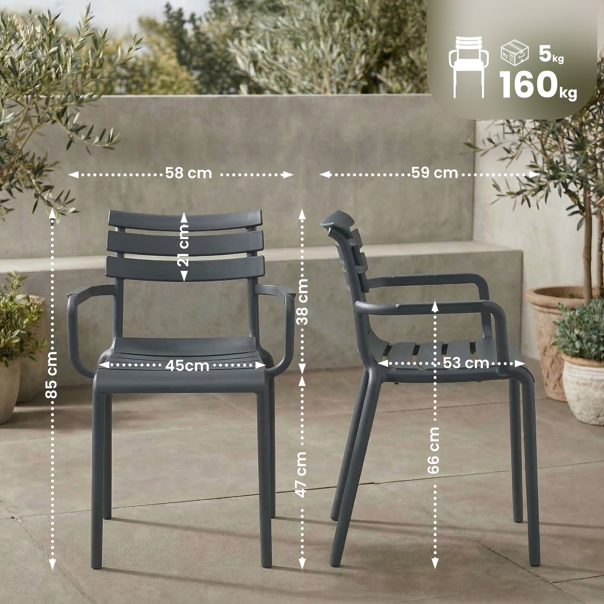 Set 4 Sedie da Giardino Paris