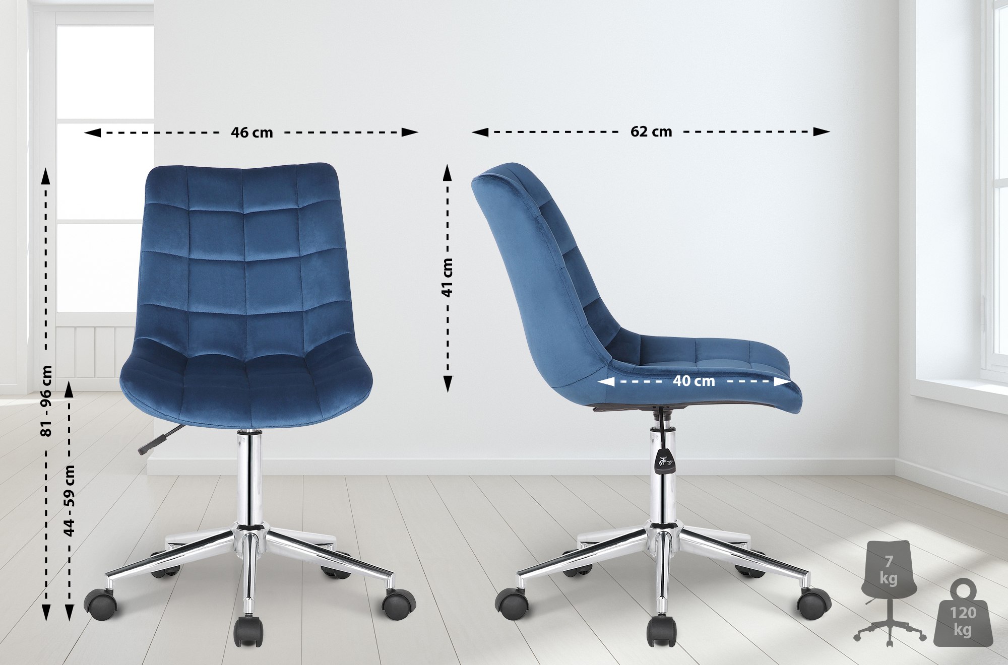 Sedia da ufficio Medford in velluto