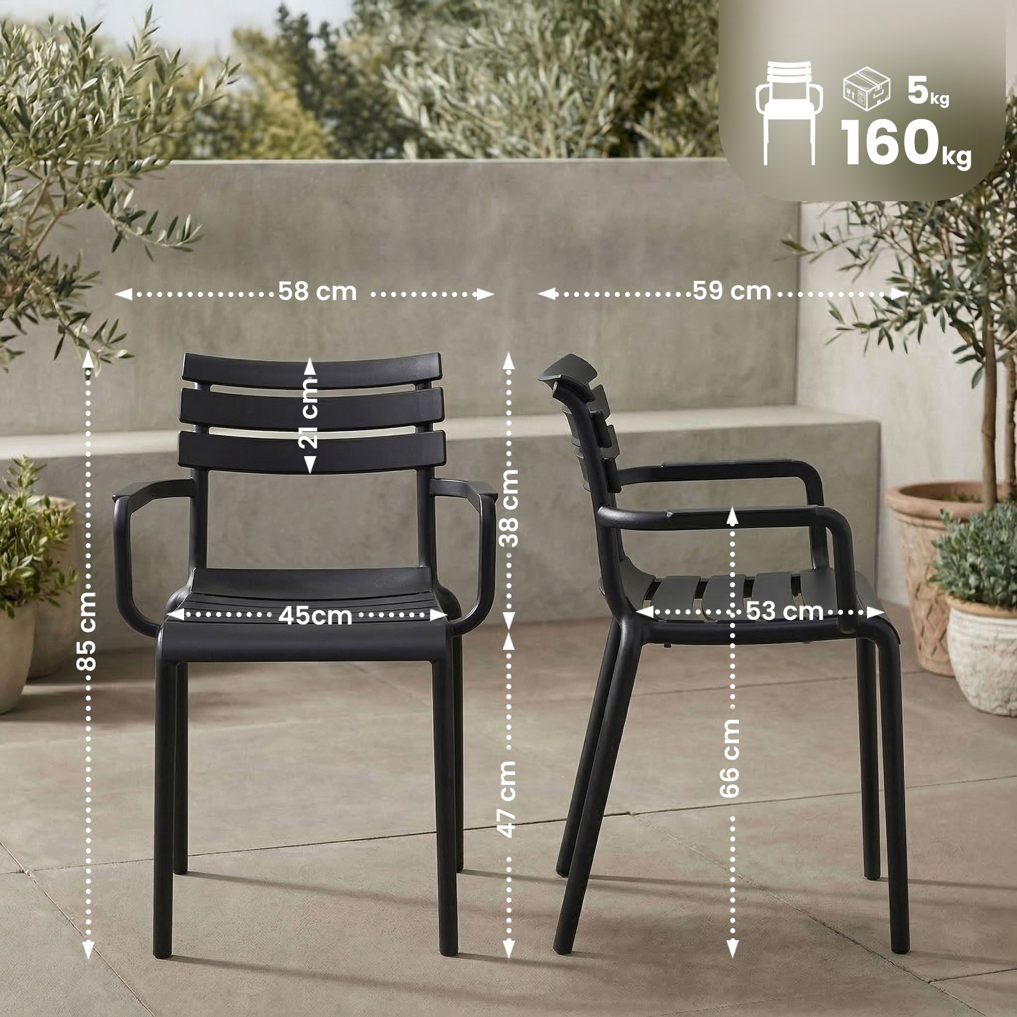 Set 4 Sedie da Giardino Paris