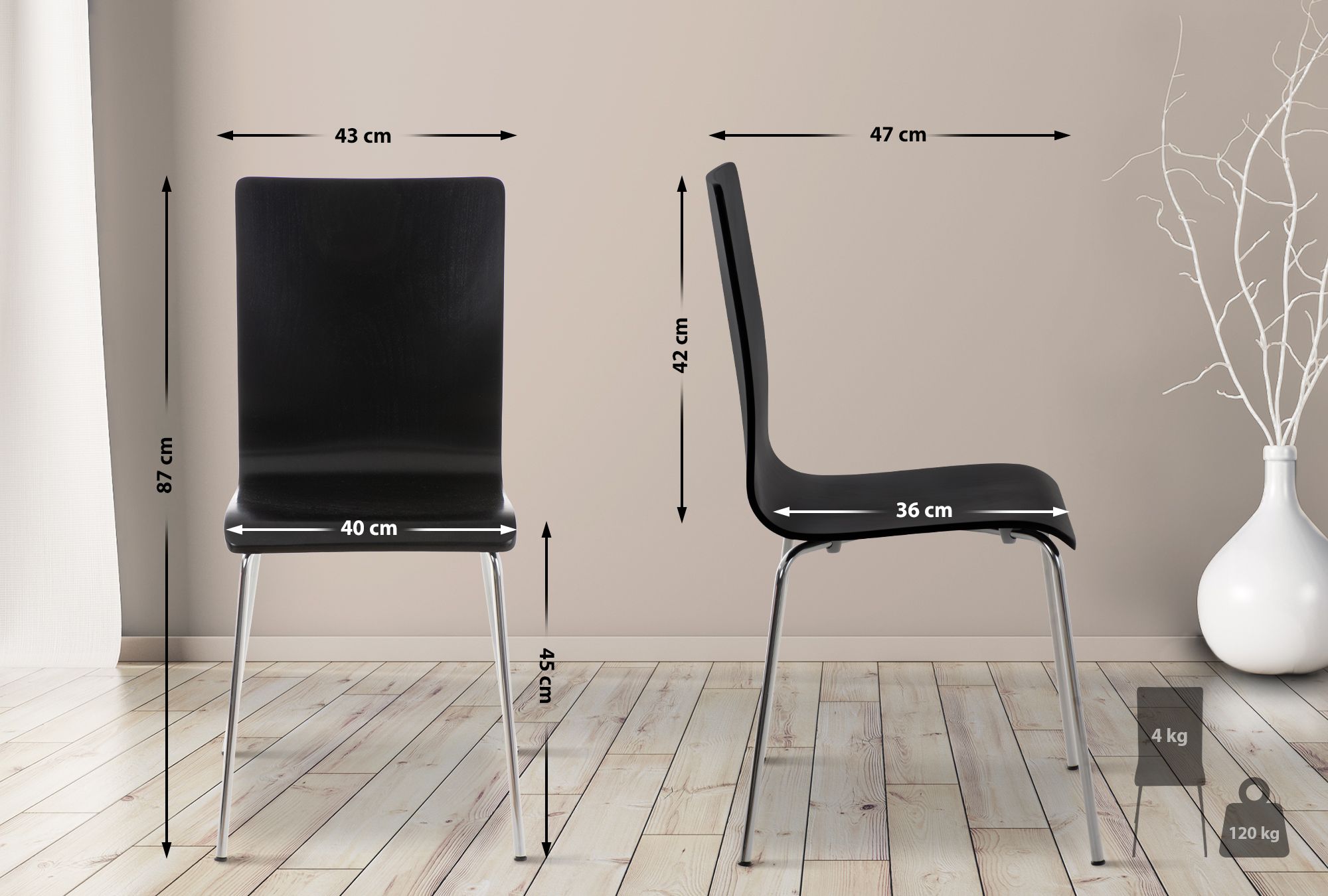 Set 4 Sedie Visitatore PEPE